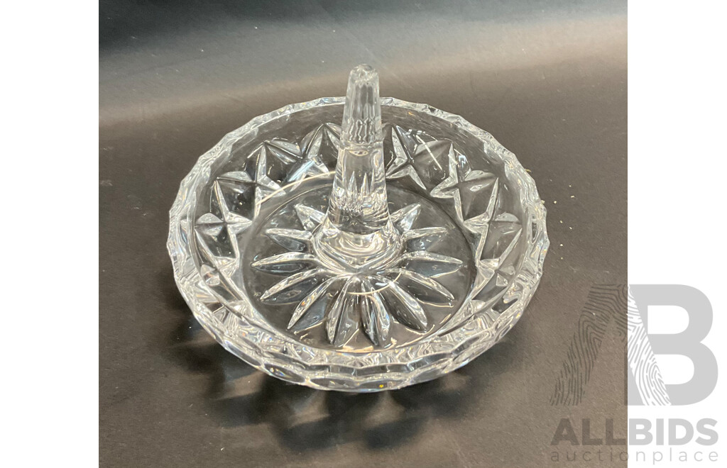 Vintage Anchor Hocking Pre-cut Glass Lazy Susan Set & Assorted Dressing Table Pieces and Vase