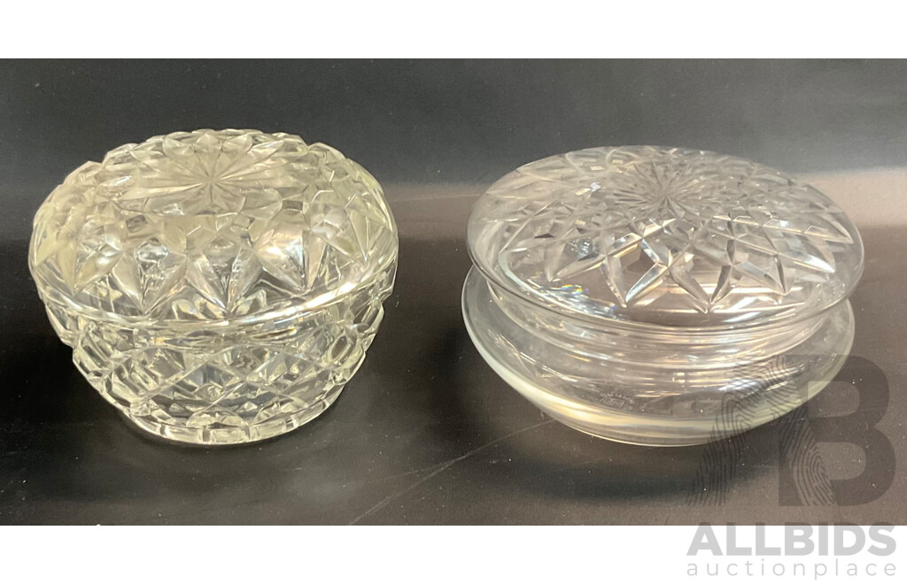 Vintage Anchor Hocking Pre-cut Glass Lazy Susan Set & Assorted Dressing Table Pieces and Vase