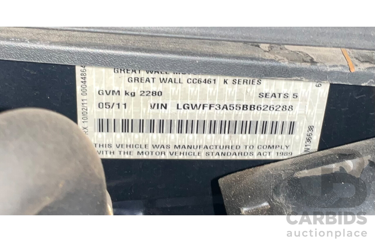 5/2011 Great Wall X240 (4x4) CC6461KY MY11 4d Wagon Universe Blue 2.4L