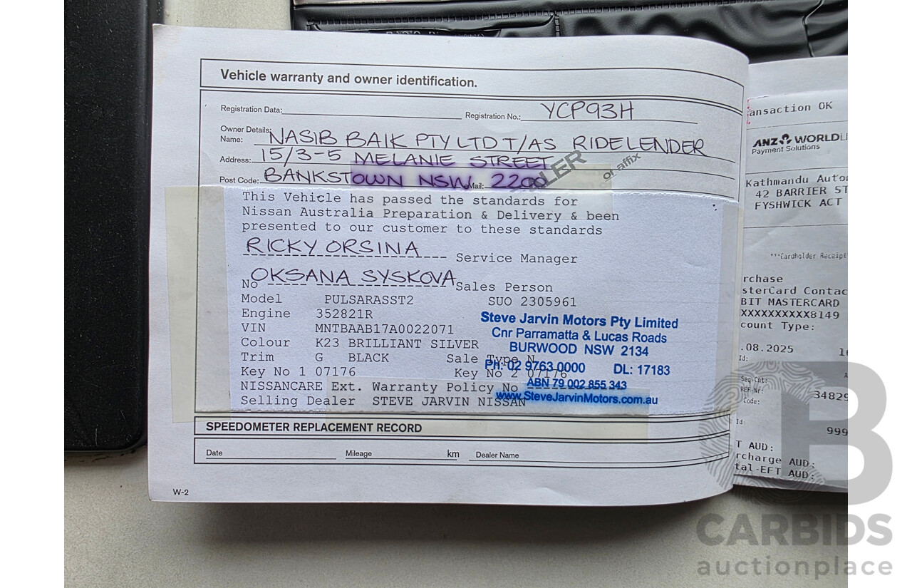 3/2016 Nissan Pulsar ST B17 SERIES 2 4d Sedan Silver 1.8L