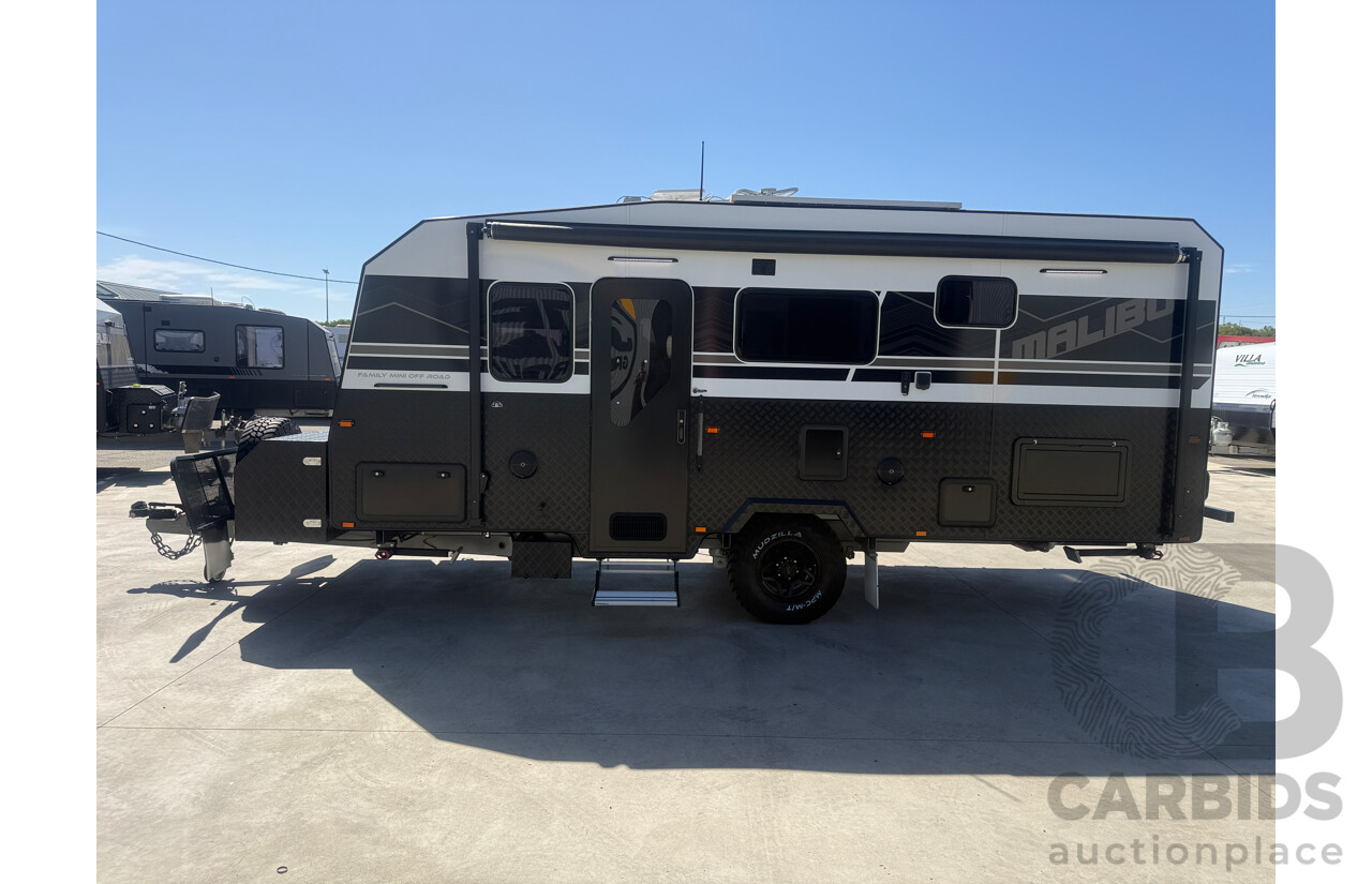 2024 MALIBU FAMILY MINI 2 BUNK 17FT SINGLE AXLE CARAVAN - WHITE/BLACK