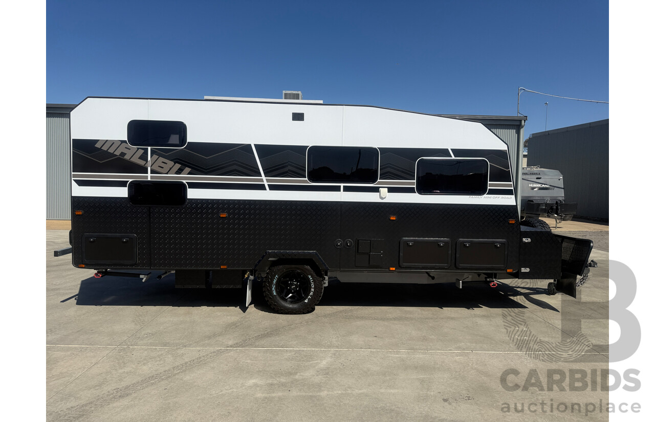 2024 MALIBU FAMILY MINI 2 BUNK 17FT SINGLE AXLE CARAVAN - WHITE/BLACK