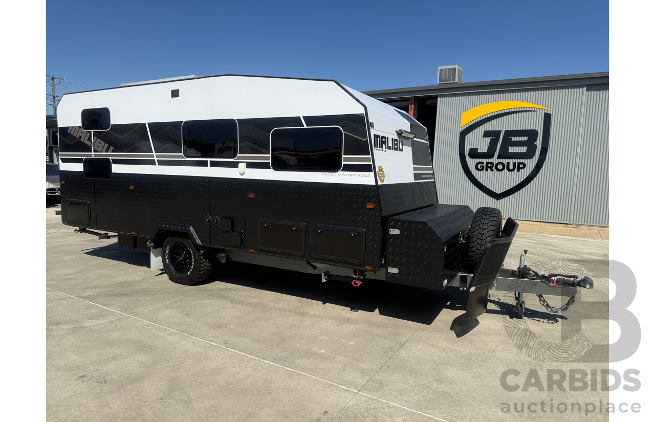 2024 MALIBU FAMILY MINI 2 BUNK 17FT SINGLE AXLE CARAVAN - WHITE/BLACK