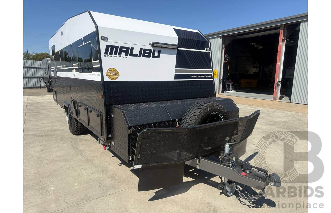 2024 MALIBU FAMILY MINI 2 BUNK 17FT SINGLE AXLE CARAVAN - WHITE/BLACK