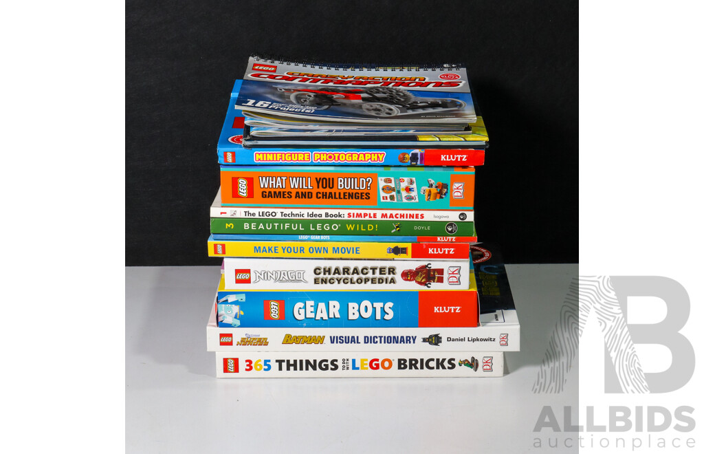 Box of Various Reference Books Relating to Lego Inc Ninjago Character Encyclopaedia