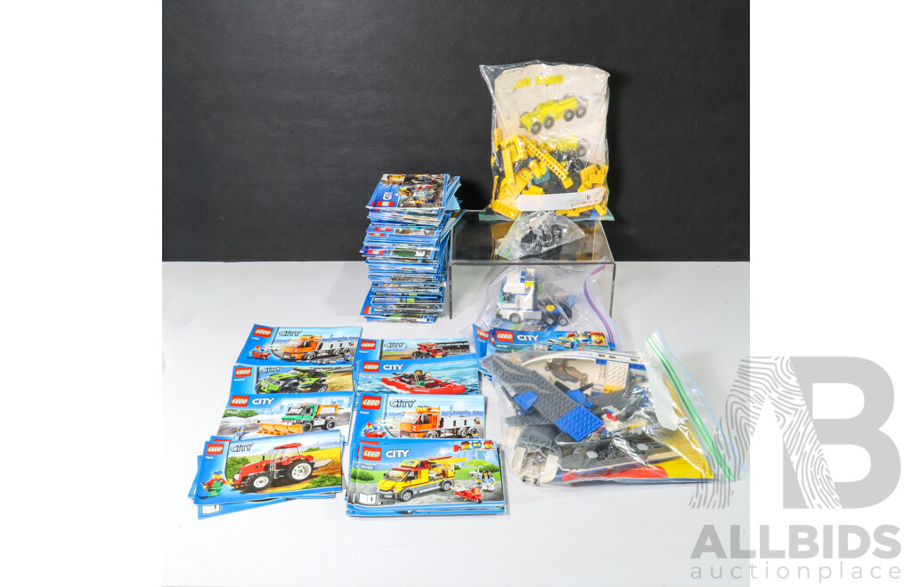 Box of Various Constructed Lego Sets Inc City and Creator