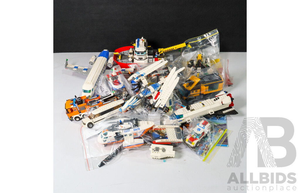Box of Various Constructed Lego Aircraft