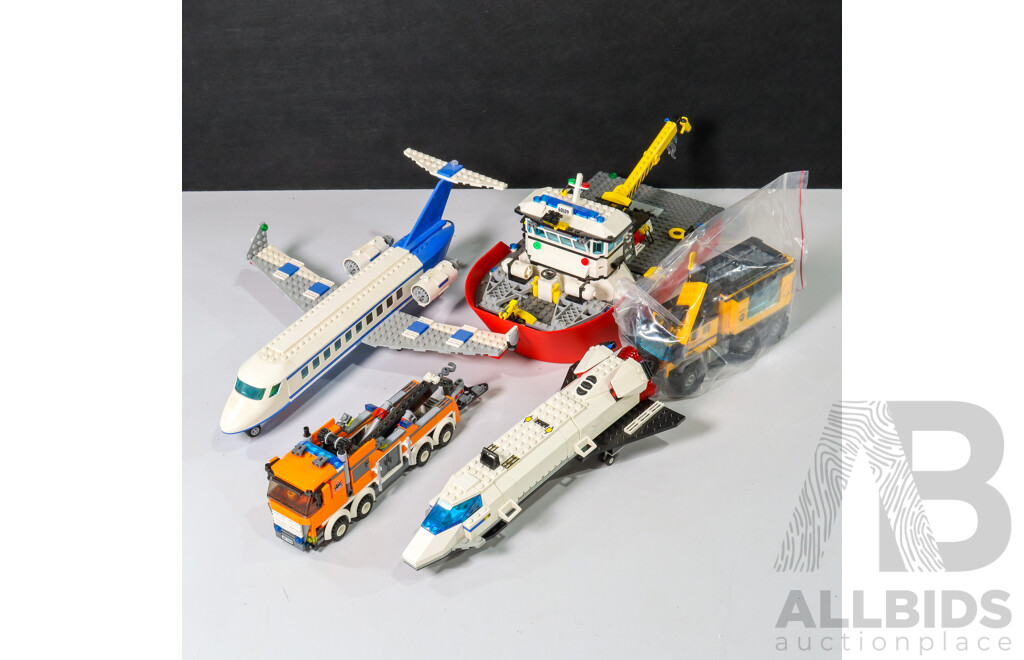 Box of Various Constructed Lego Aircraft