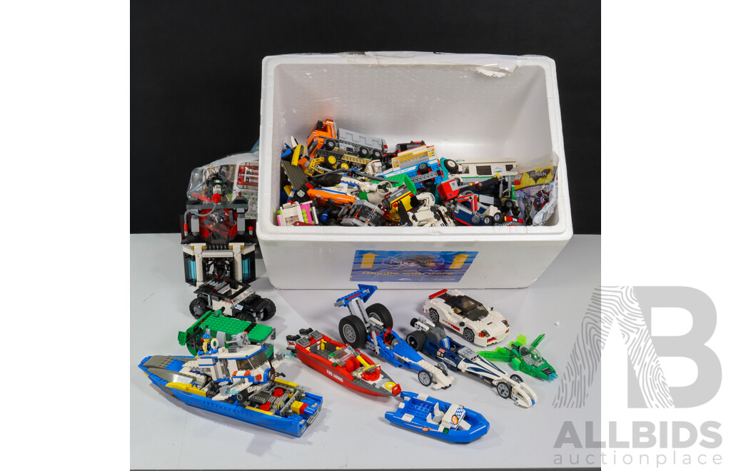 Collection of Mixed LEGO Including Planes, Cars, Boats, World Races Instructions Manual and More