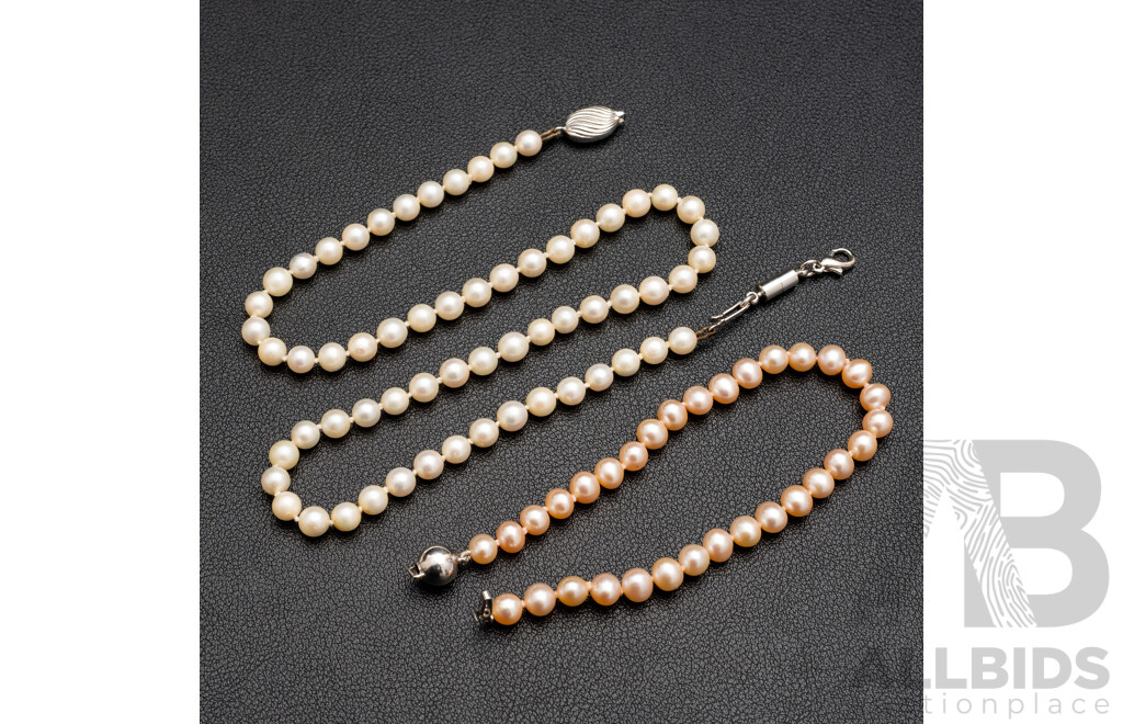 Freshwater Pearl Necklace and Bracelet Set - Lot of 2