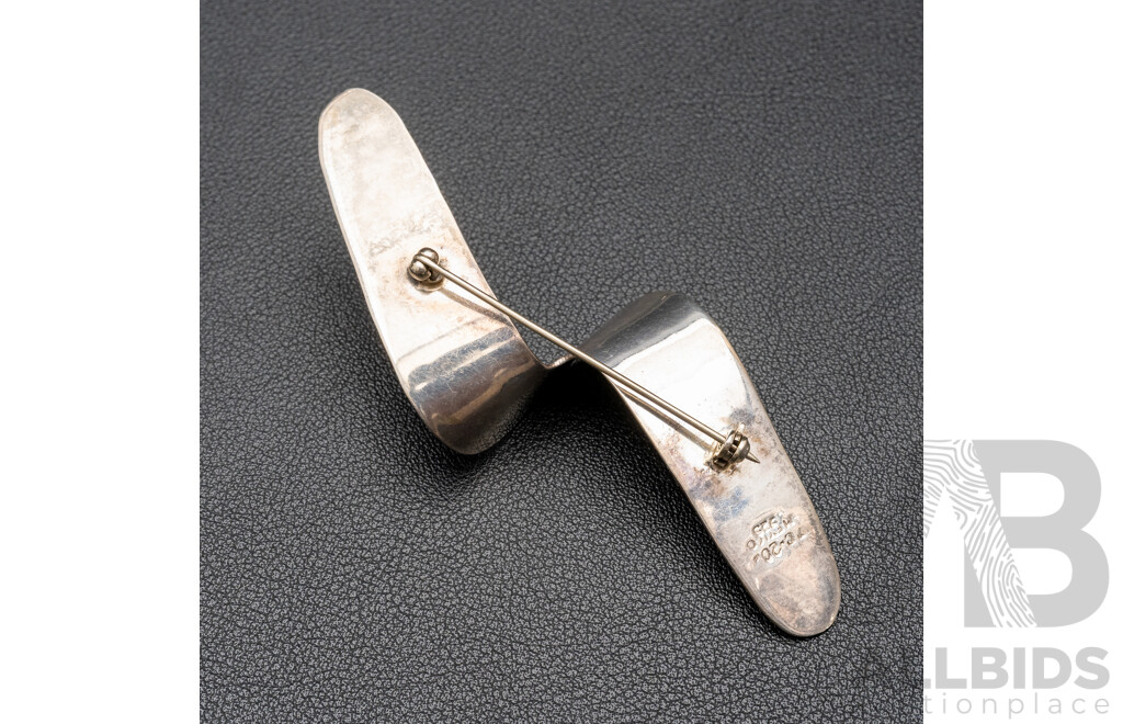 925 Sterling Silver Abstract Brooch - 17.92gms