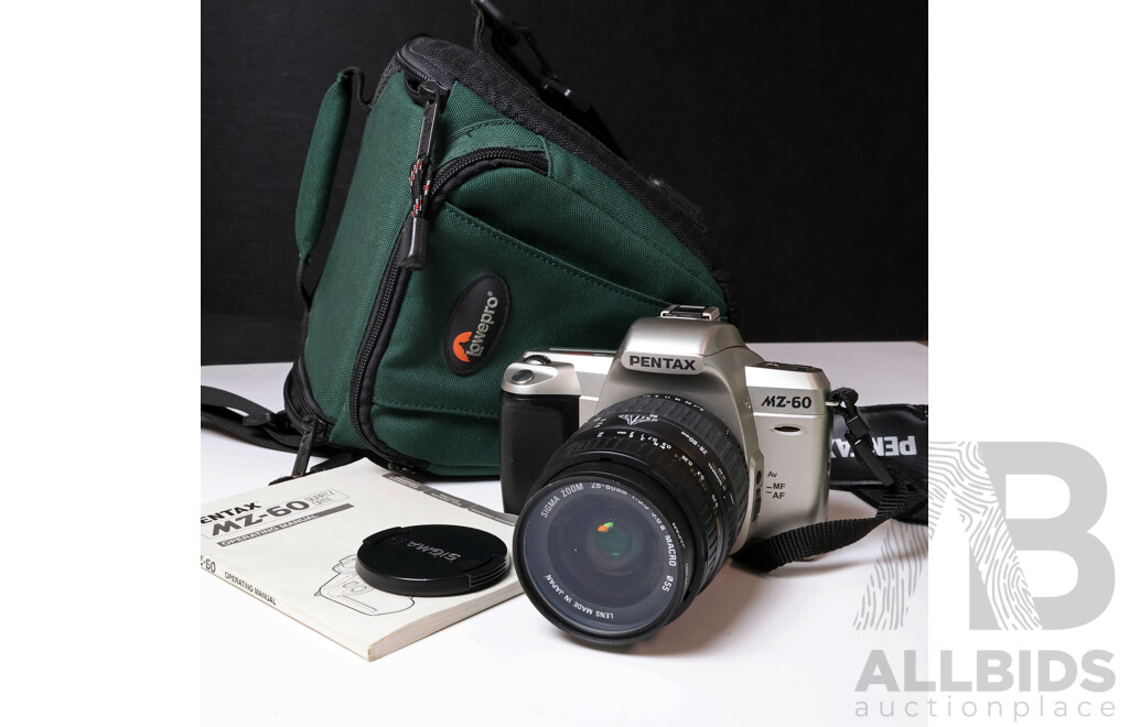Pentax MZ-60 35mm Autofocus SLR with Sigma 20–80mm Zoom Lens & Booklet