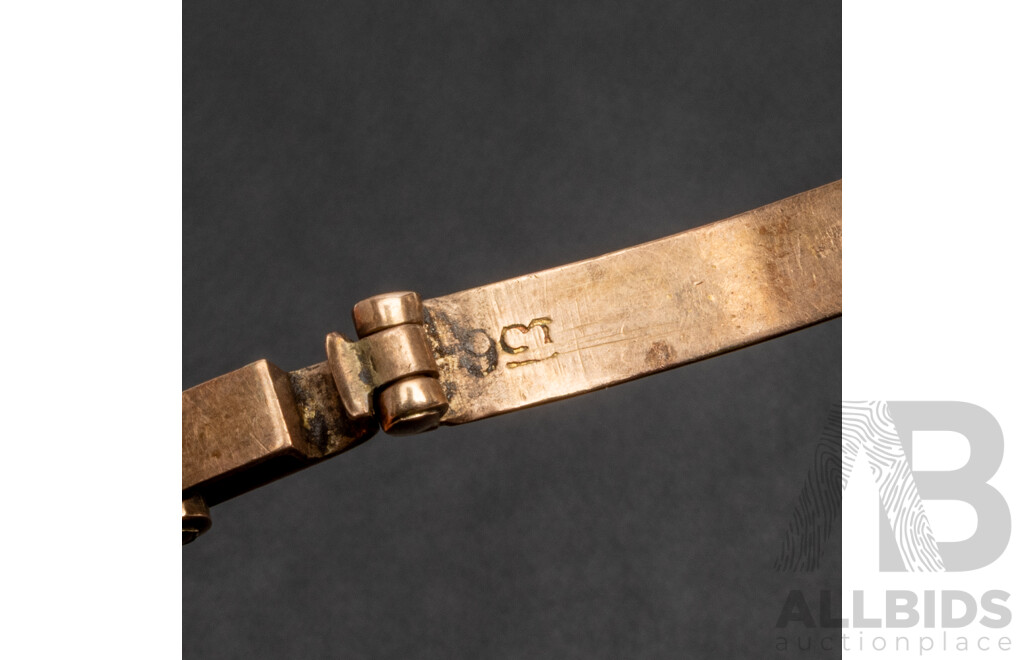 9ct Rose Gold Watch Strap/Scrap Gold. Length - 13cms