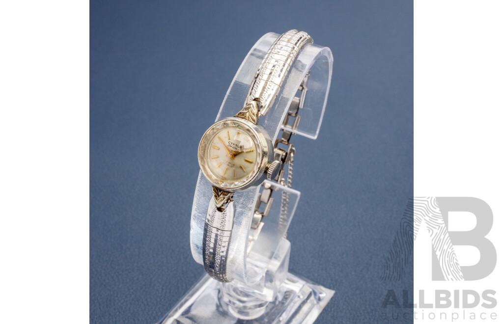 Vintage Cyprus DeLuxe 10ct White Gold Plated Womens Watch