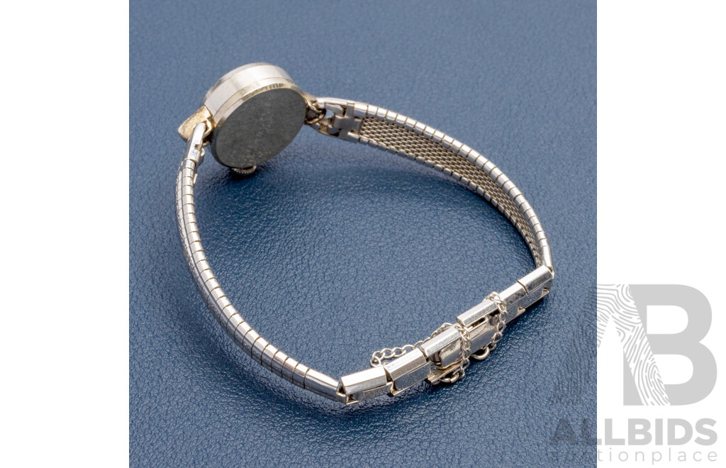 Vintage Cyprus DeLuxe 10ct White Gold Plated Womens Watch