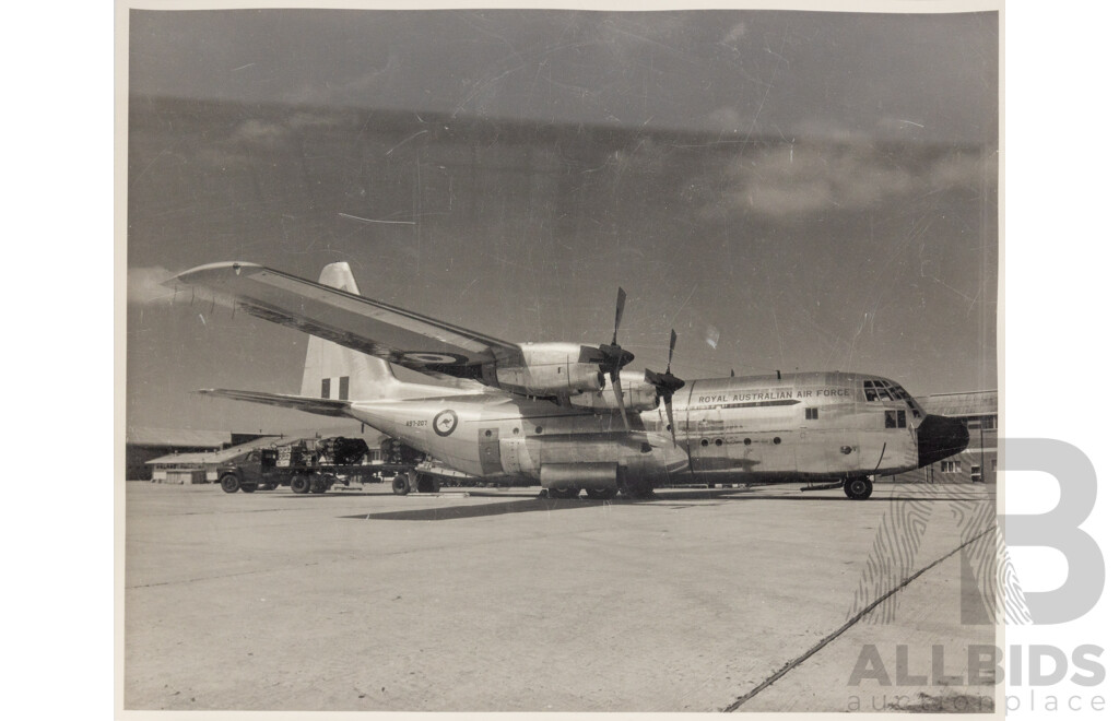 Collection of Five Vintage Black and White Photographs of Cold War Military Aircraft