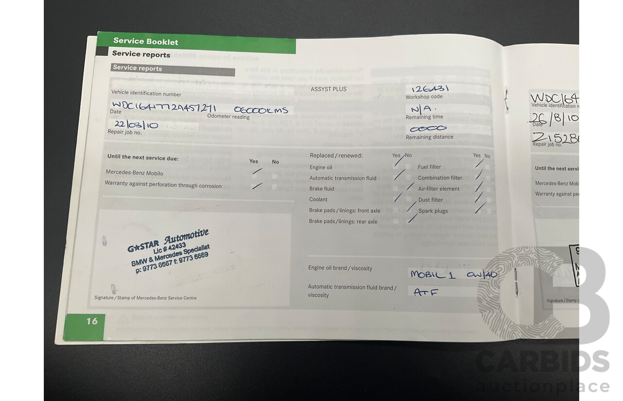 11/2008 Mercedes-Benz ML 63 AMG (4x4) W164 MY09 4d Wagon Obsidian Black Metalllic V8 6.2L