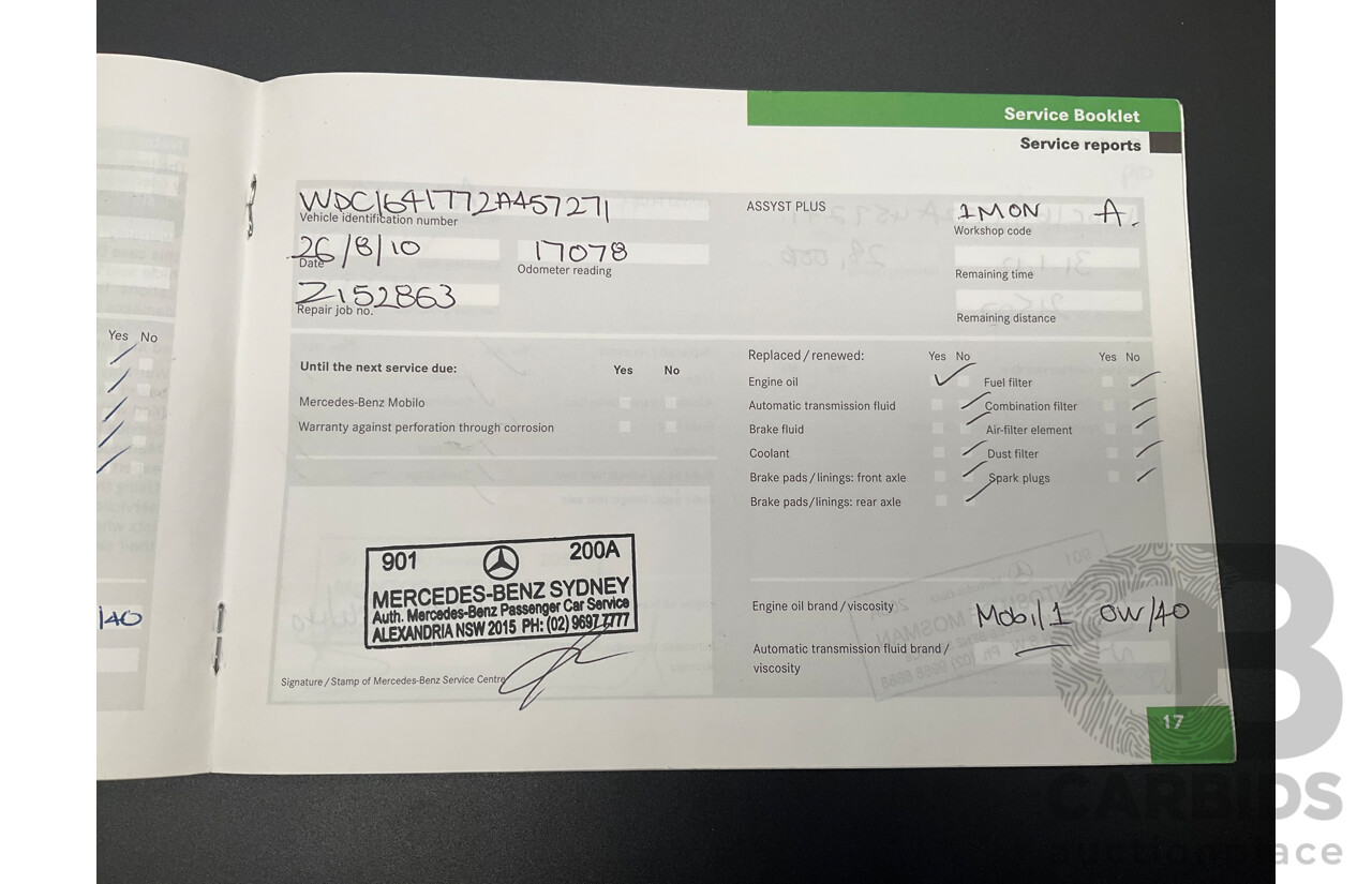 11/2008 Mercedes-Benz ML 63 AMG (4x4) W164 MY09 4d Wagon Obsidian Black Metalllic V8 6.2L