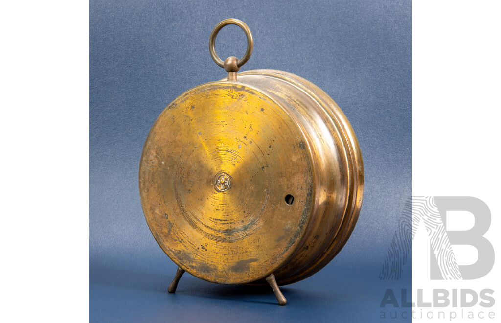 Good Art Deco Aneroid Brass Cased Barometer by Lous Opticians, France, 1920s