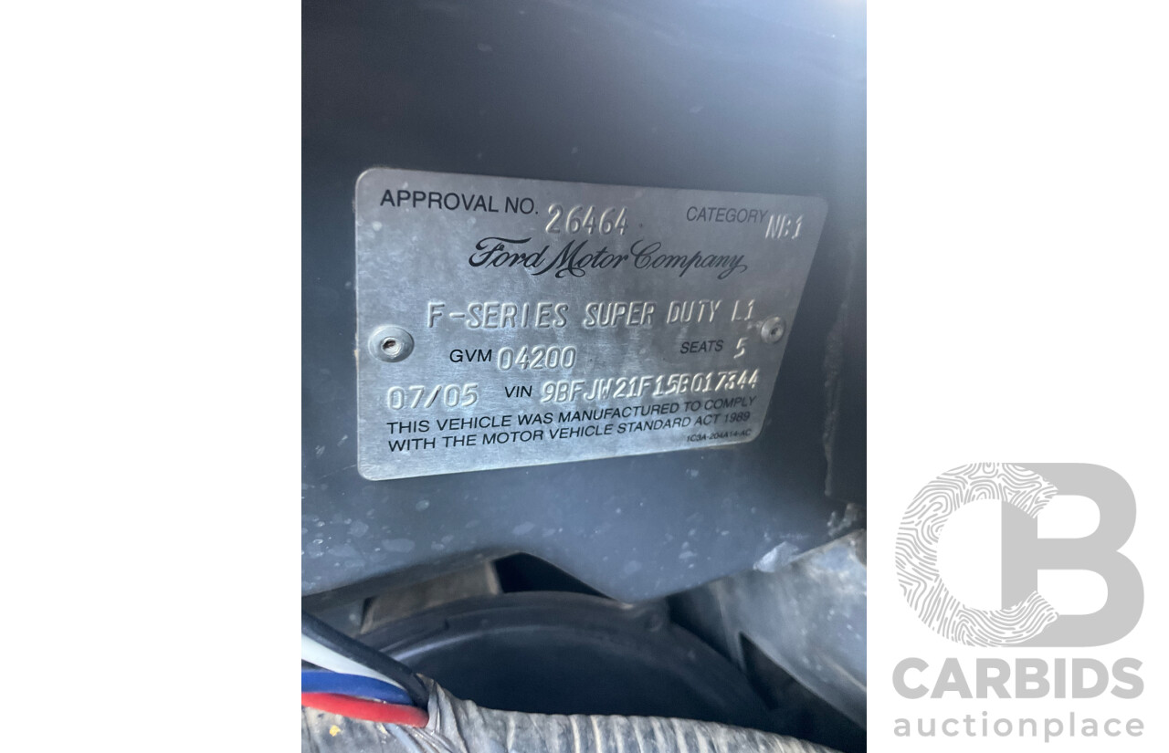 7/2005 Ford F250 XLT (4x4) RN Crew Cab P/Up Ebony Black Turbo Diesel Powerstroke V8 7.3L