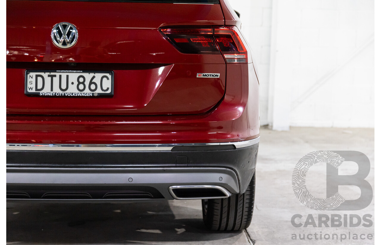 02/2018 Volkswagen Tiguan 162 TSI Sportline (AWD) 5NA MY18 4d Wagon Ruby Red Metallic Turbo 2.0L