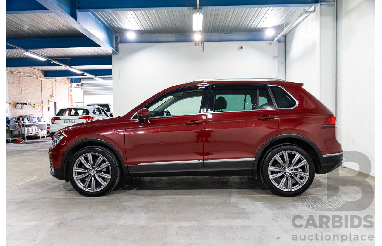 02/2018 Volkswagen Tiguan 162 TSI Sportline (AWD) 5NA MY18 4d Wagon Ruby Red Metallic Turbo 2.0L
