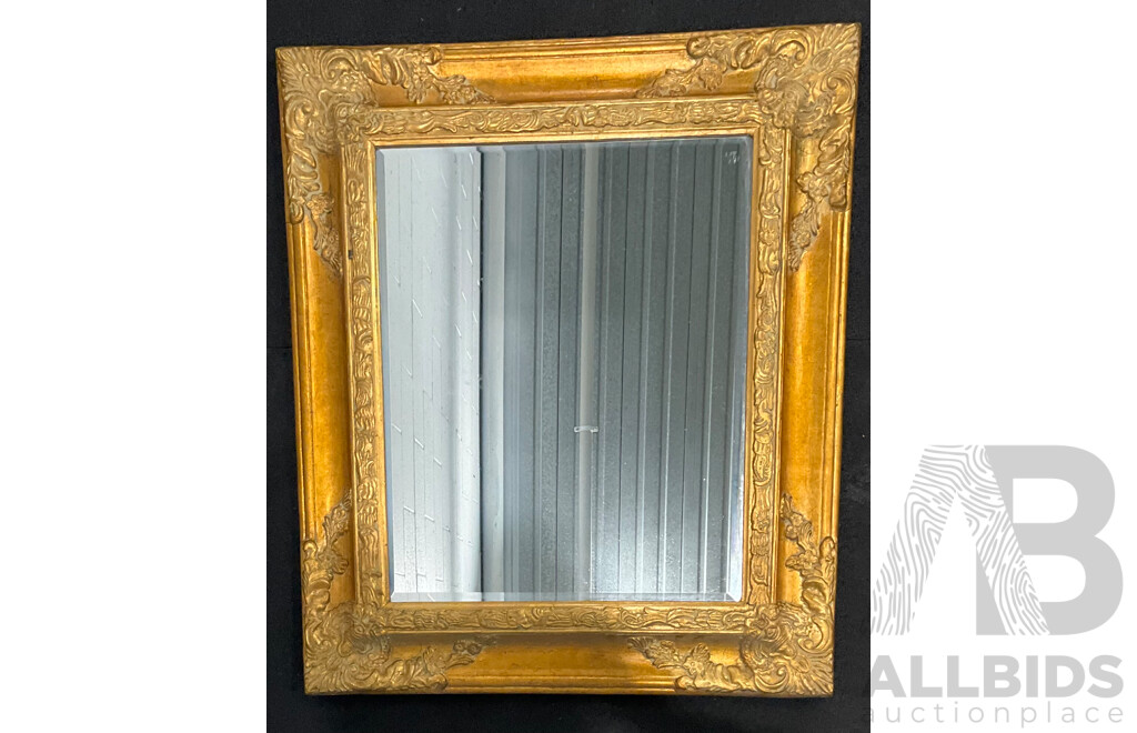 Burnished Gilt Gesso Framed Bevelled Wall Mirror