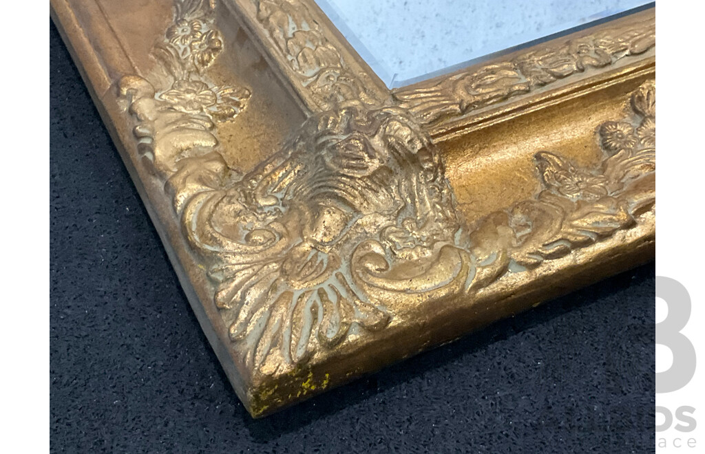 Burnished Gilt Gesso Framed Bevelled Wall Mirror
