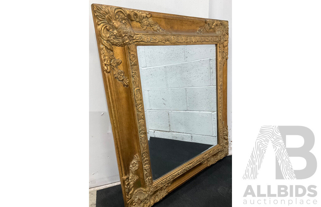 Burnished Gilt Gesso Framed Bevelled Wall Mirror