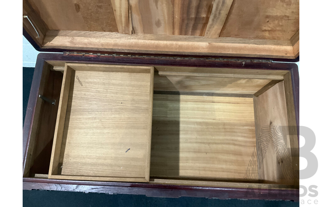 Large Antique Chinese Carved and Inlaid Wooden Chest