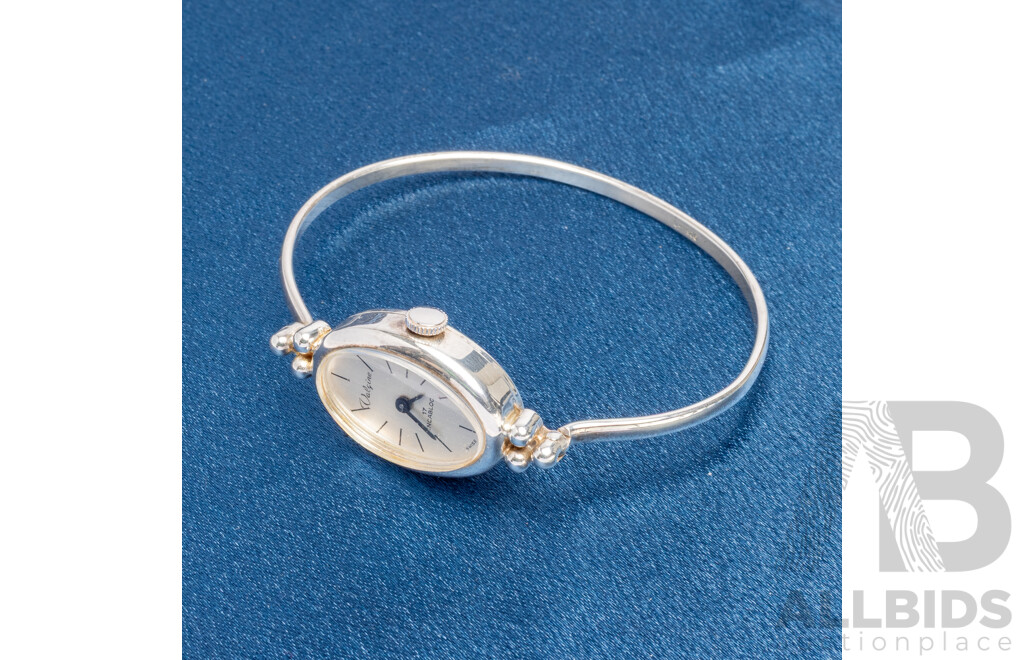 925 Sterling Silver Valgine Swiss Wire Bangle Watch