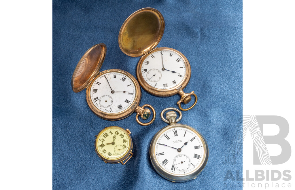 Vintage Pocket Watches and Watch Face (Not Working) - Lot of 4