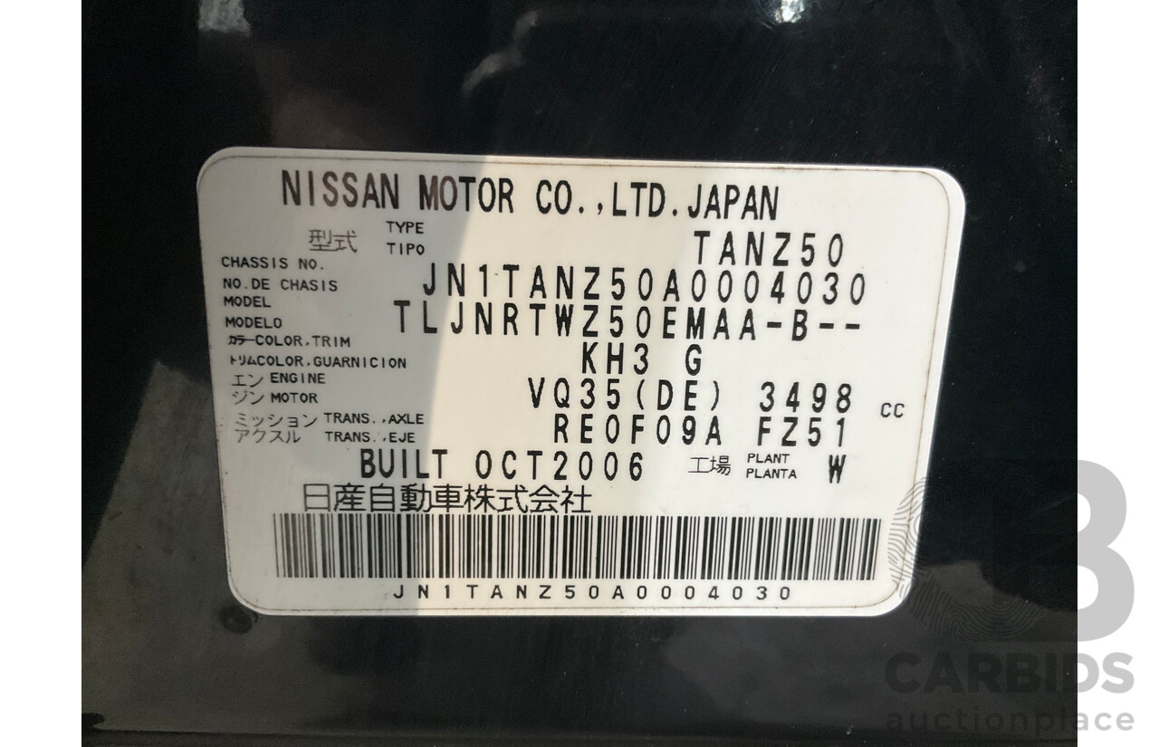 12/2006 Nissan Murano Ti-L Z50 4d Wagon Obsidian Black V6 3.5L