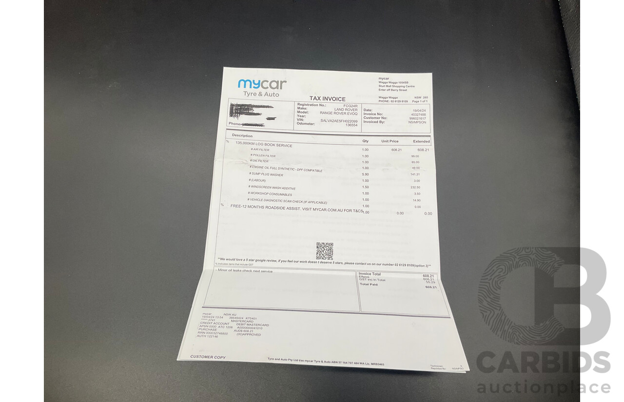 1/2015 Range Rover Evoque SD4 Dynamic LV MY15 5d Wagon Corris Grey Turbo Diesel 2.2L