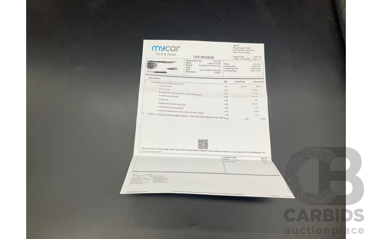 1/2015 Range Rover Evoque SD4 Dynamic LV MY15 5d Wagon Corris Grey Turbo Diesel 2.2L