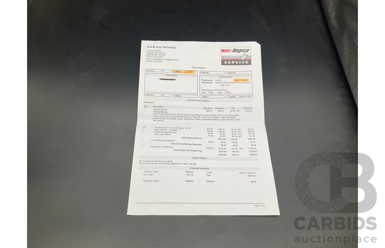 1/2015 Range Rover Evoque SD4 Dynamic LV MY15 5d Wagon Corris Grey Turbo Diesel 2.2L