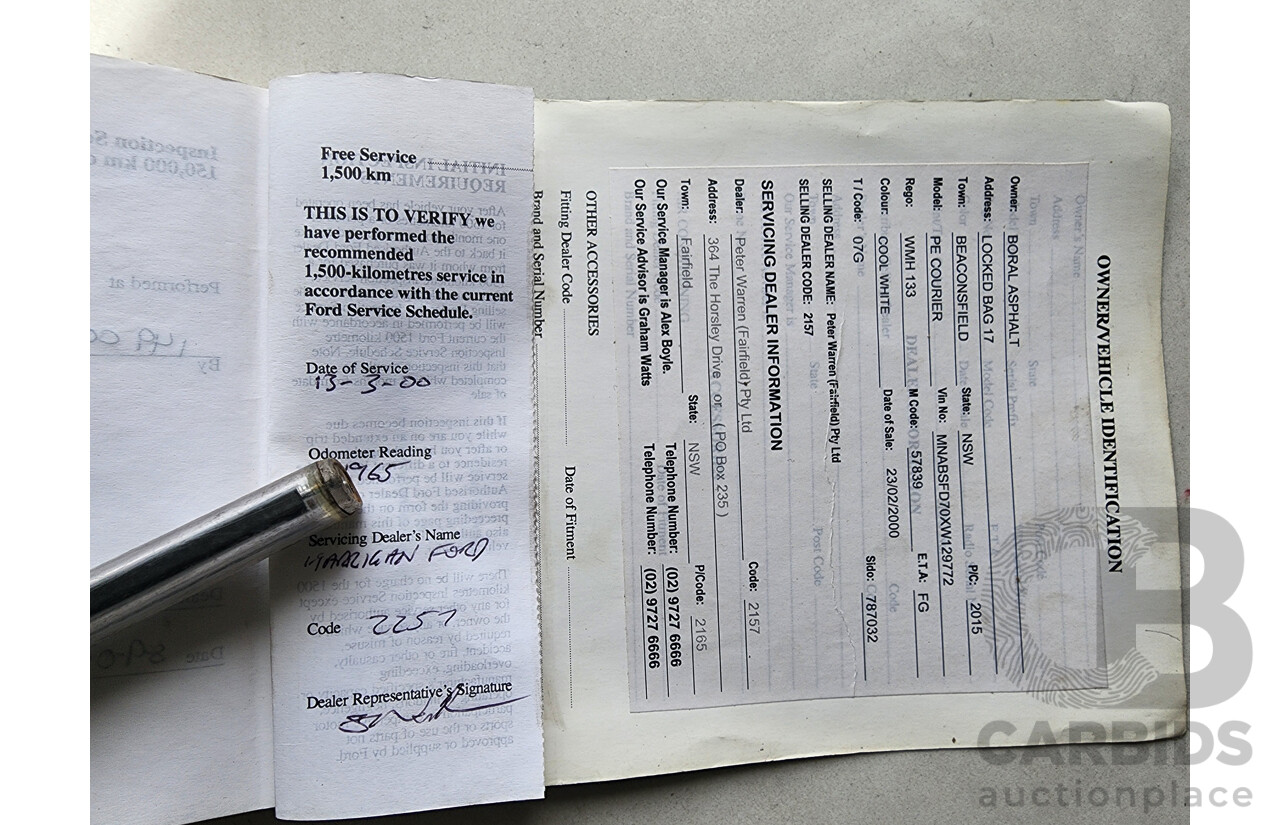 1/2000 Ford Courier XL PE Crew Cab P/Up White 2.6L