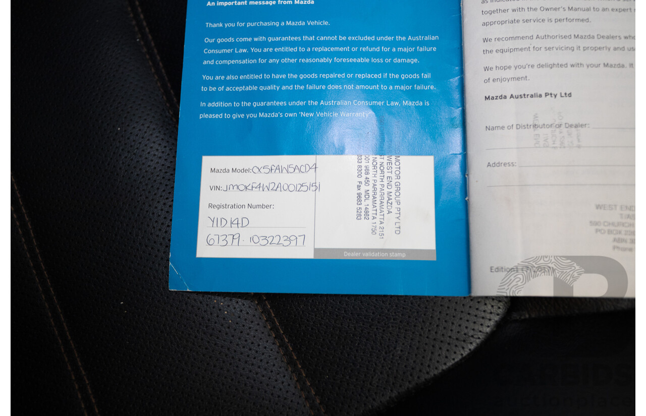 09/2017 Mazda CX-5 Akera (AWD) MY17.5 (KF SERIES 2) 4D Wagon Snowflake White Pearl Turbo Diesel 2.2L