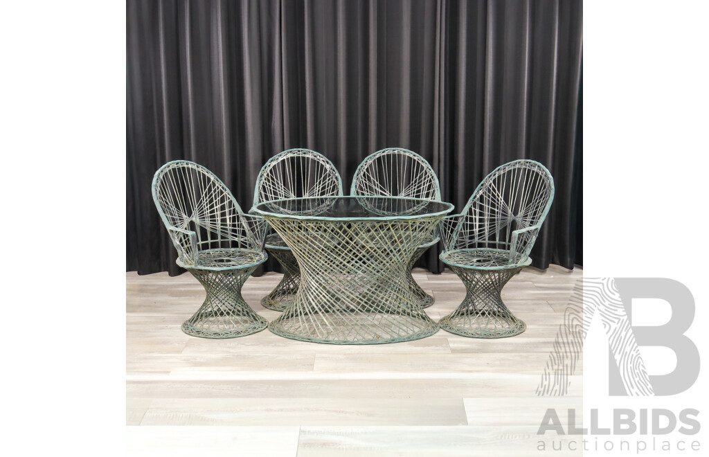 Vintage Spun Fiberglass Five Piece Outdoor Suite by Russell Woodard