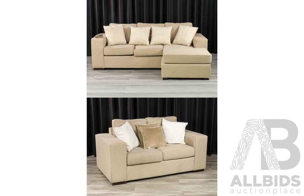 Large Fabric L Shaped Lounge Suite with Ottoman