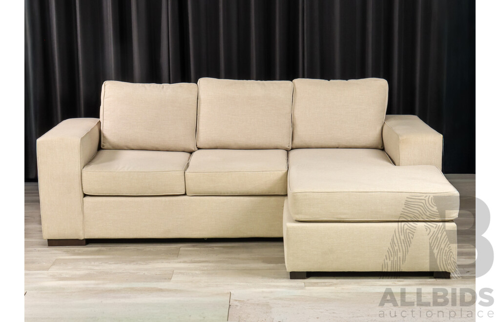 Large Fabric L Shaped Lounge Suite with Ottoman