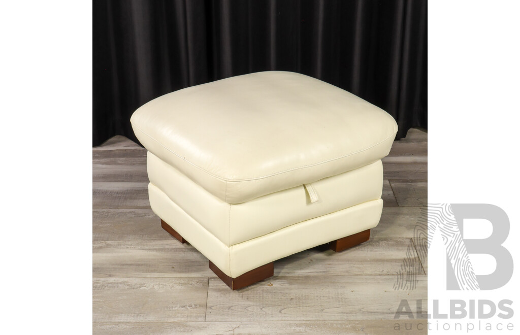 Leather Ottoman with Lift Top Storage