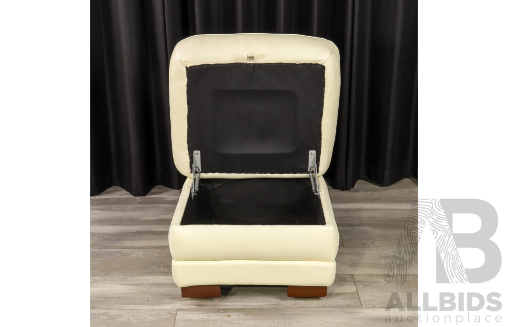 Leather Ottoman with Lift Top Storage