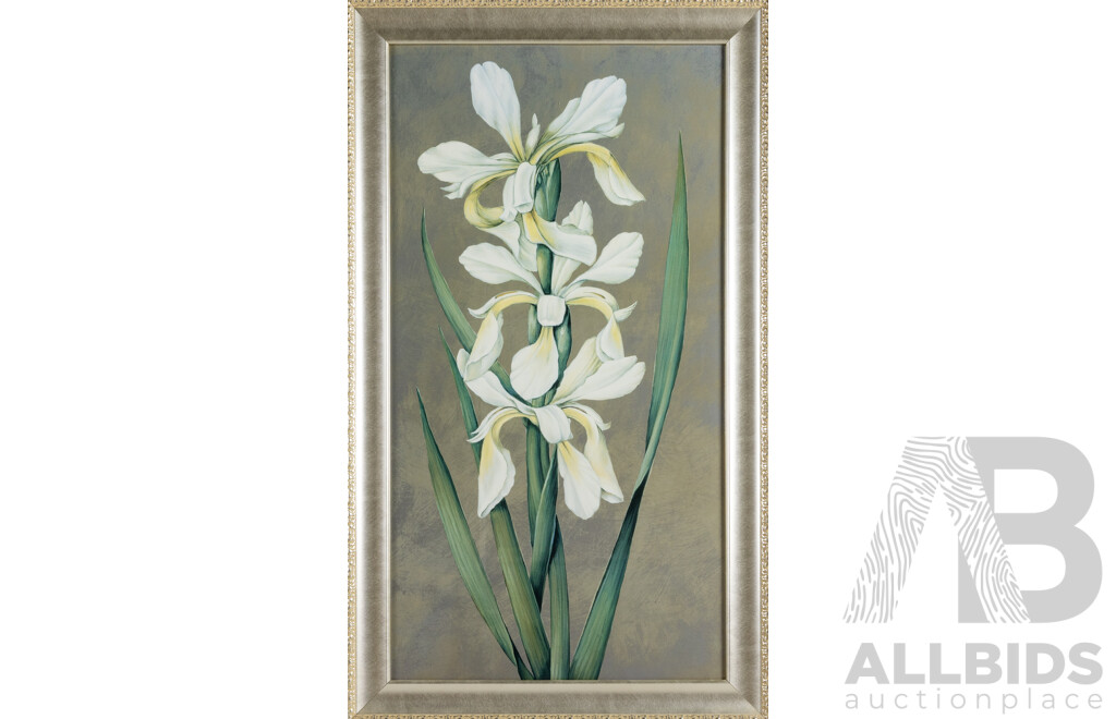 Decorative Irises I & 2, Pair of Quality Colour Contemporary Prints 90 x 52 cm (frames) (2)