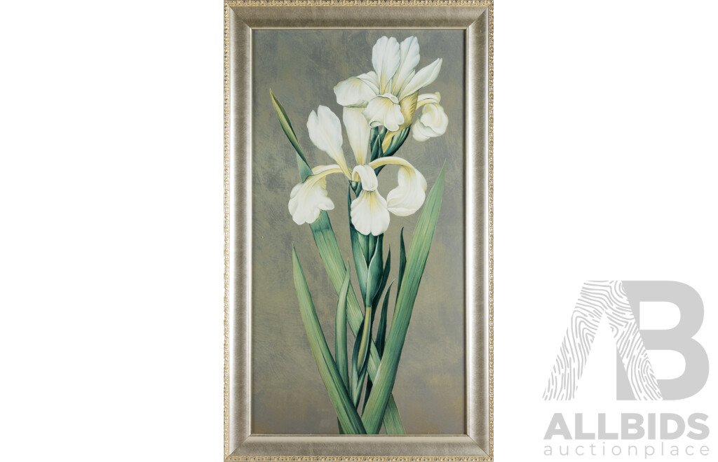 Decorative Irises I & 2, Pair of Quality Colour Contemporary Prints 90 x 52 cm (frames) (2)