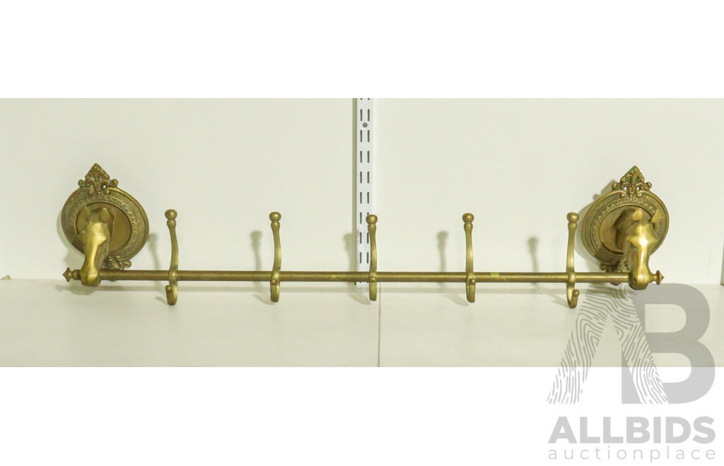 Reproduction Brass Horse Themed Wall Mount Coat Rack