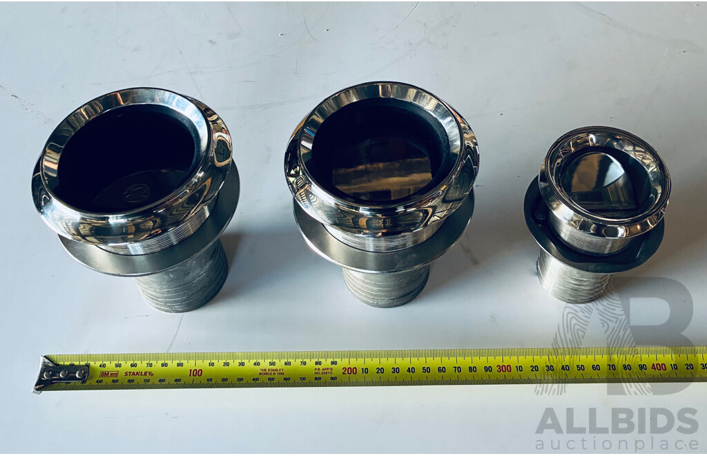 Stainless Steel Skin Fitting /Thru-Hull Exhaust Pipe Fittings  - Lot of 3