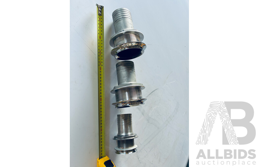 Stainless Steel Skin Fitting /Thru-Hull Exhaust Pipe Fittings  - Lot of 3