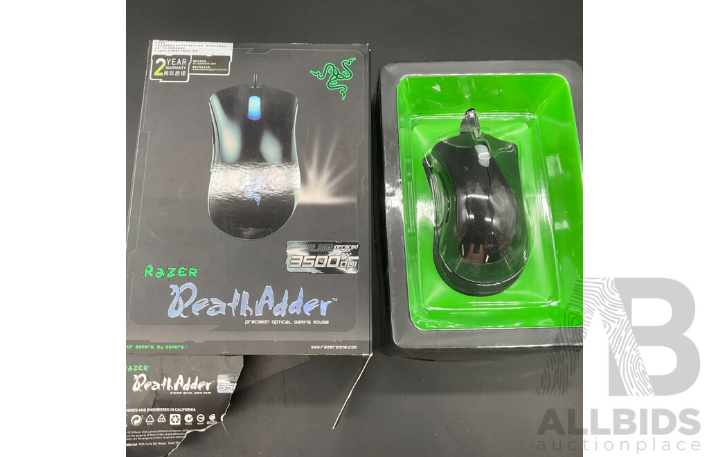 RAZER DeathAdder Gaming Mouse and ZIDLI Keyboard - Lot of 2
