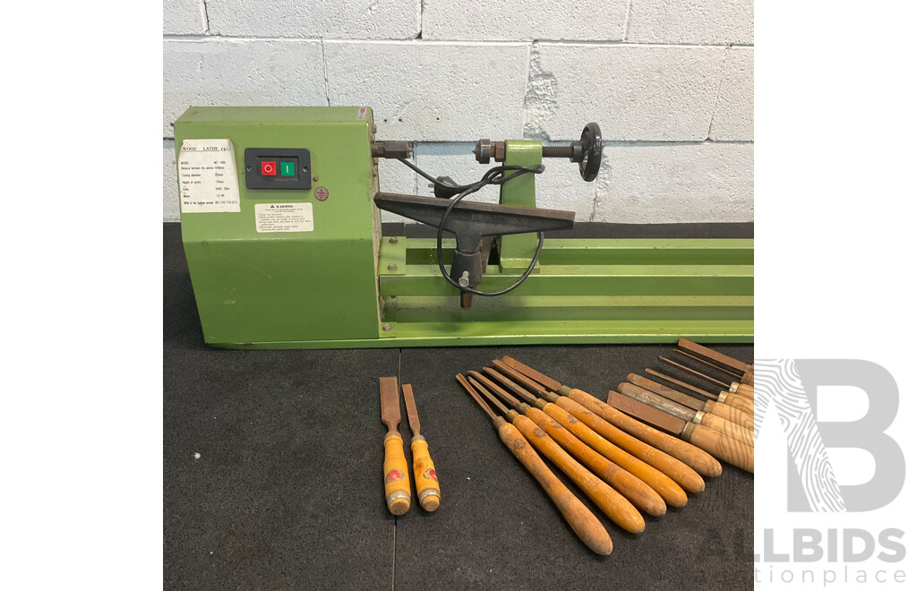 Industrial Grade Lathe (MC-1000) with Vintage Wood Carving Chisel Tools - Marphles and Others